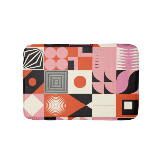 Tapis De Bain Scandinave géométrique : Motif d'oeuvres colorées