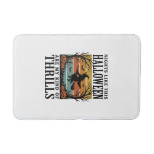 Tapis De Bain Scène d'effroi de sorcière vintage Halloween Gravu