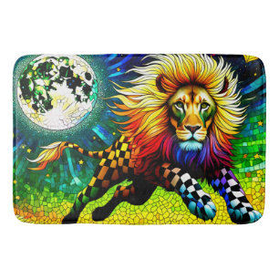 Tapis De Bain Scène vivante de lion de lune