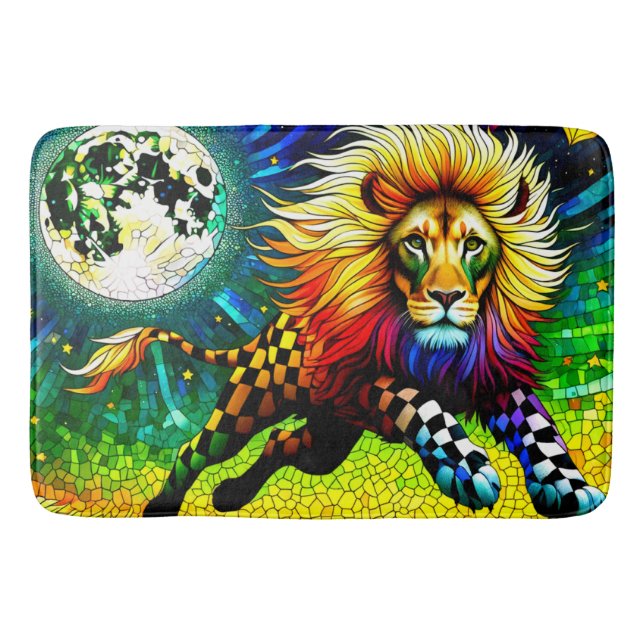 Tapis De Bain Scène vivante de lion de lune (Devant)