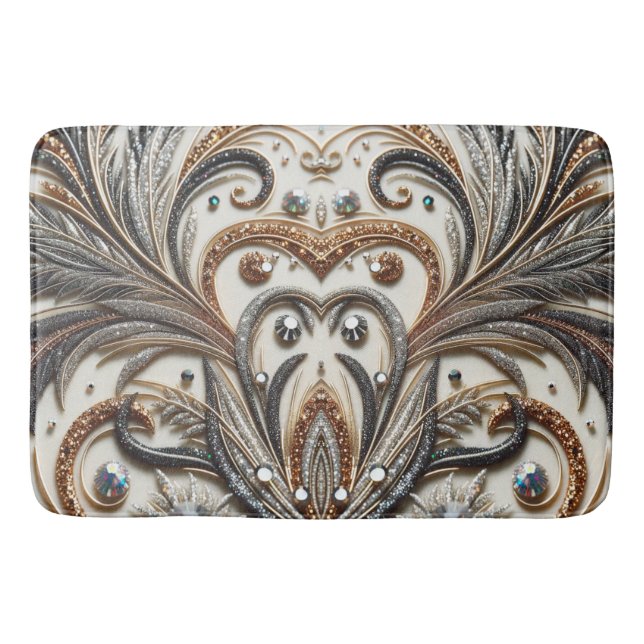 Tapis De Bain Schéma floral brillant avec pierre de gemme (Devant)