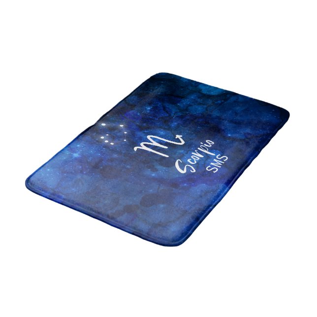 Tapis De Bain Scorpio Zodiac Constellation Bleu Galaxie Monogram (Angle)