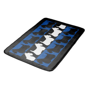 Tapis De Bain Scottish Terrier chien noir/bleu/blanc, rayures B