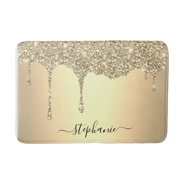 Tapis De Bain Script Custom Name Gold Parties scintillant Drives (Devant)
