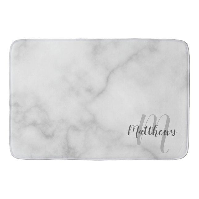Tapis De Bain Script moderne Monogramme personnalisé et nom de f (Devant)