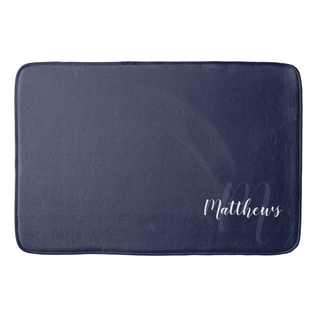 Tapis De Bain Script moderne Monogramme personnalisé et nom de f (Devant)