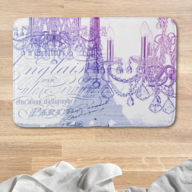 Tapis De Bain scripts chandelier violet tour eiffel paris (scripts purple chandelier paris eiffel tower bath mat)