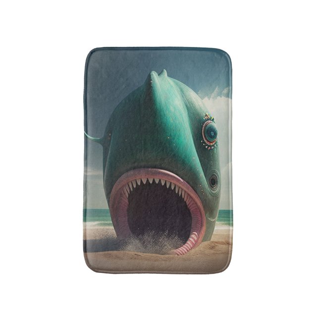 Tapis De Bain Sculpture de requin sur la plage (Devant (Vertical))