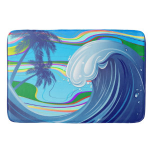 Tapis De Bain Sea Ocean Big Wave Water porte - clé double face