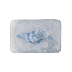 Tapis De Bain Sea Shell Blue Antique Vintage Ocean Beach Texture