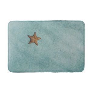 Tapis De Bain Sea Star dans le sable, poisson étoile, bleu vert