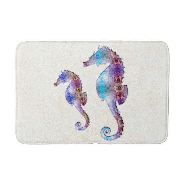TAPIS DE BAIN SEAHORSE 1 DUO BÉBÉ MOSAÏQUE BLEUE ET ROSE (Devant)