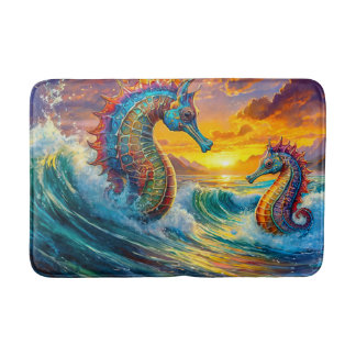 Tapis De Bain Seahorses Au Coucher Du Soleil Design Par Rich AMe