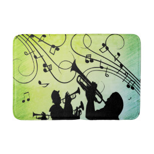 Tapis De Bain Section Trumpet Jazz Music Green