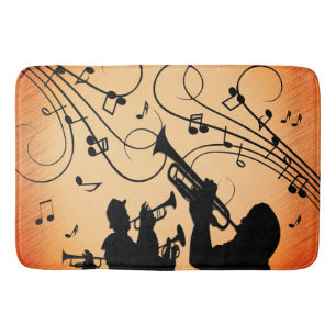 Tapis De Bain Section Trumpet Jazz Musique Orange Rust