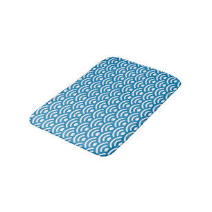Tapis De Bain Seigaiha, Vagues, Japonais, Bleu et Blanc