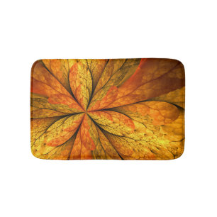 Tapis De Bain Sensation d'automne, Fleur Abstraite fractale mode