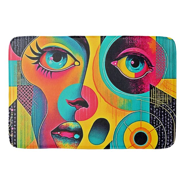 Tapis De Bain Sentiments Colorés : Visage Abstrait (Devant)