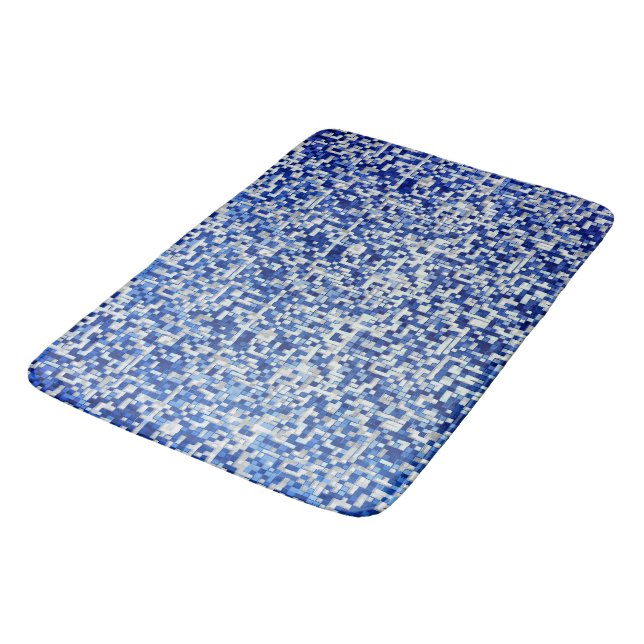 Tapis De Bain Séparé de nombreux petits carrés, dans les tons bl (Angle)