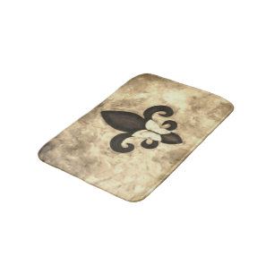 Tapis De Bain Sepia Butterfleur Tan Butterfly sur Fleur de Lis
