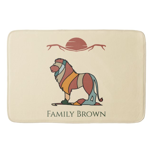 Tapis De Bain Serene Savanna Kind Lion Custom Name Bath Mat (Devant)
