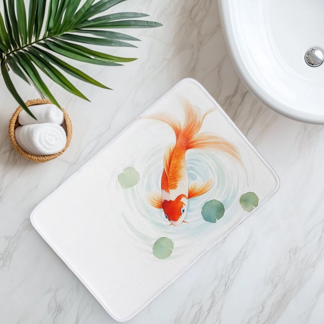 Tapis De Bain Sérénité de carpes Koï à l'aquarelle (Créateur téléchargé)
