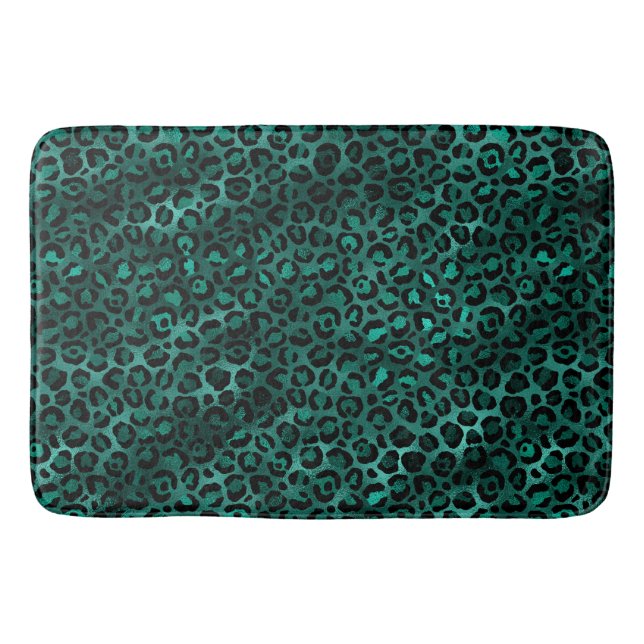 Tapis De Bain Série Teal et Gold Leopard Design 5  (Devant)