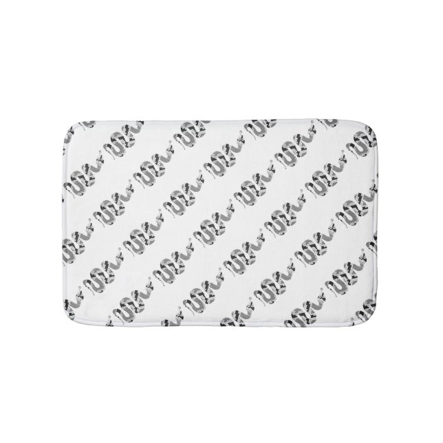 Tapis De Bain Serpent gris et silhouette gris clair (Devant)