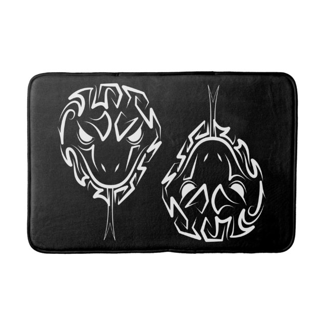 Tapis De Bain Serpent tribal noir et blanc (Devant)