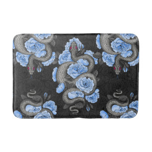 Tapis De Bain Serpents et roses bleus