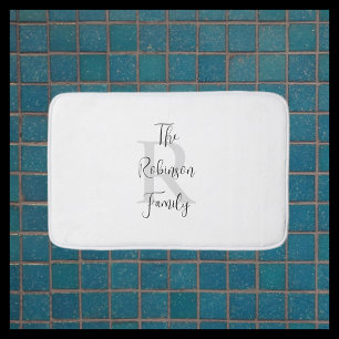 Tapis De Bain Serviette de papier monogrammée avec nom en blanc 