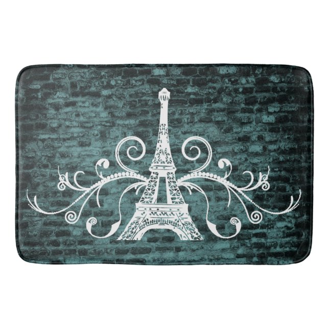 Tapis De Bain Serviette Eiffel turquoise Salle de bain Grunge (Devant)