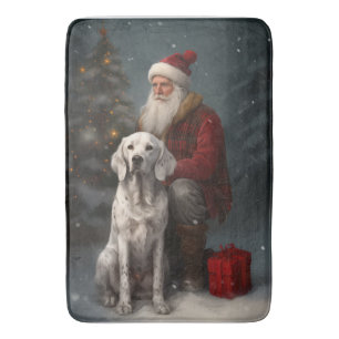 Tapis De Bain Setter anglais avec Noël Festif du Père Noël