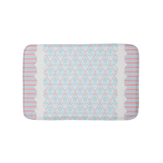 Tapis De Bain Shabby Chic Blue & Pink Damask