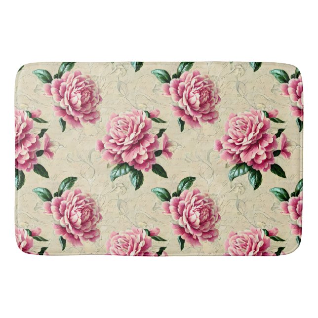 Tapis De Bain Shabby Chic Gardenias Rose (Devant)