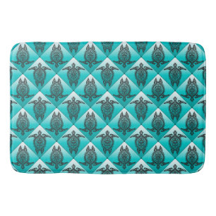 Tapis De Bain Shamanic Tortues de mer Motif - cyan