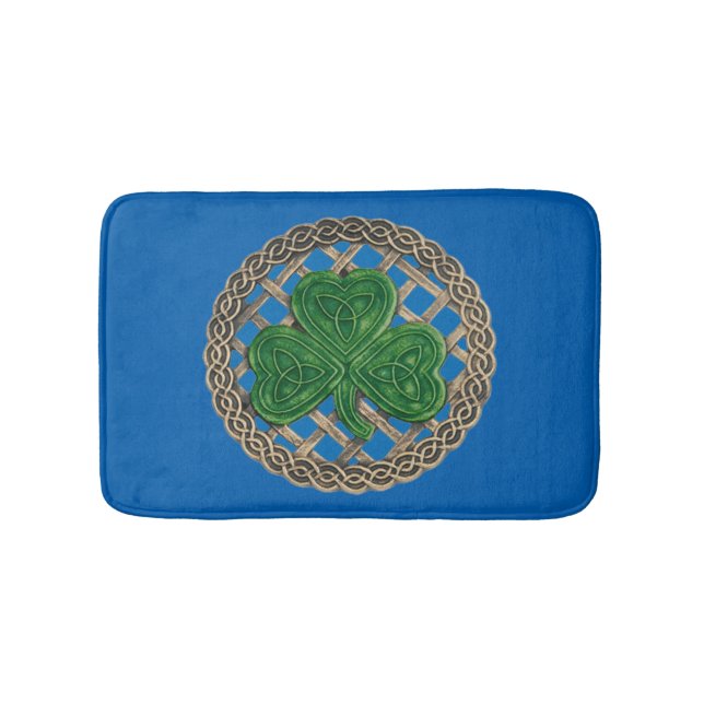 Tapis De Bain Shamrock Bleu Sur Noeuds Célestes Bain Mat (Devant)