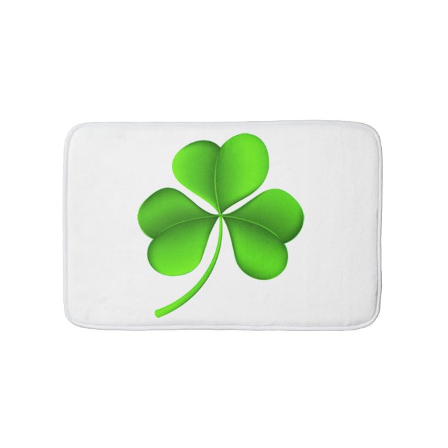 Tapis De Bain Shamrock vert sur White bmcnt (Devant)