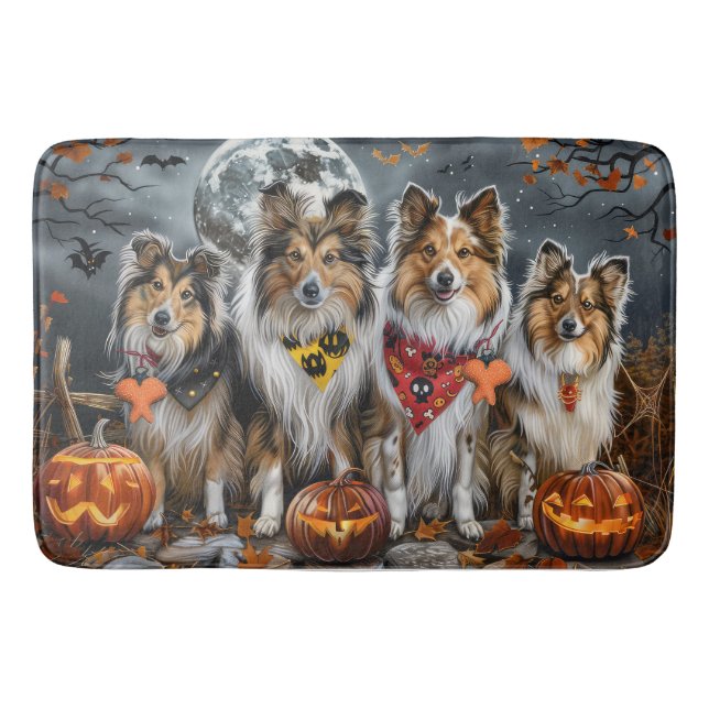 Tapis De Bain Shetland Sheepdog Halloween Épouvantable  (Devant)