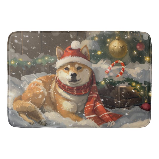 Tapis De Bain Shiba Inu Chien Festive de Noël (Devant)
