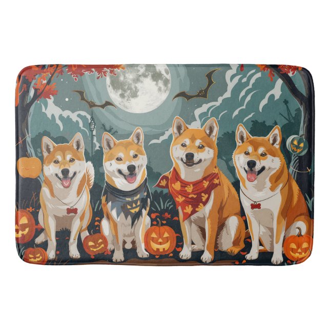 Tapis De Bain Shiba Inu Halloween Éffrayant (Devant)