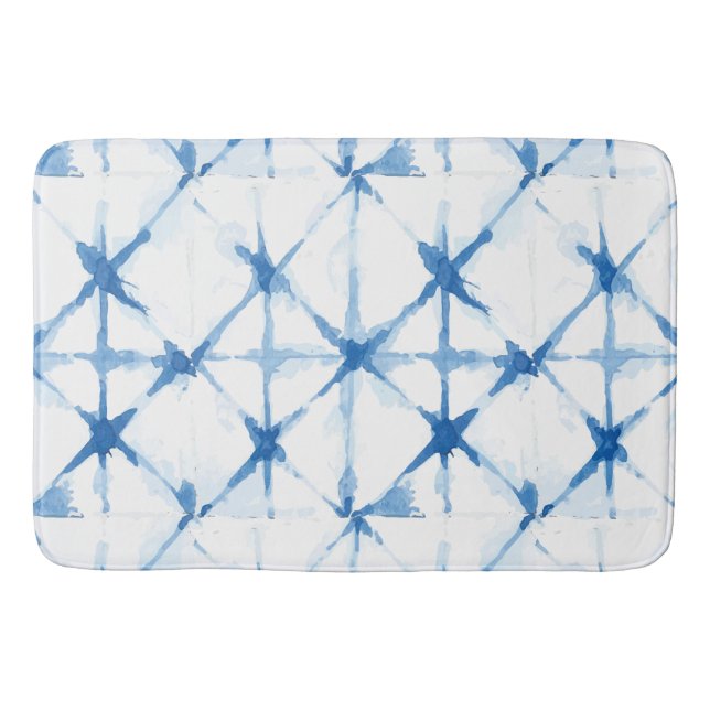 Tapis De Bain Shibori Blue Tie Dye Triangle Bath Mat (Devant)