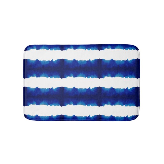 Tapis De Bain Shibori Tie Dye Bleu Bleu Motif Bain Mat (Devant)
