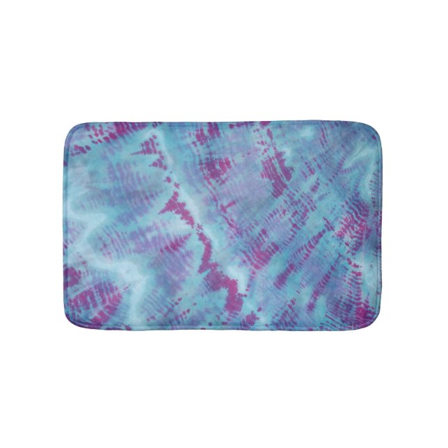Tapis De Bain Shibori Tie Dye Motif bleu violet (Devant)