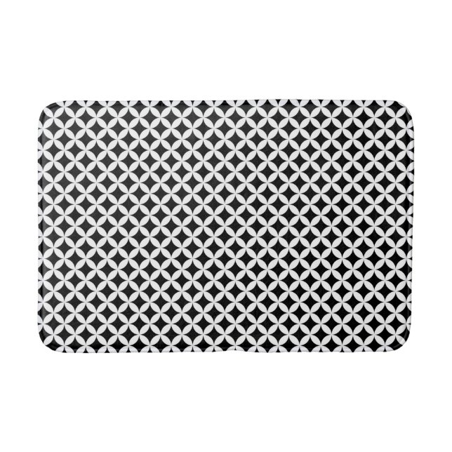 Tapis De Bain Shippo Japonais Noir et Blanc Motif géométrique (Devant)