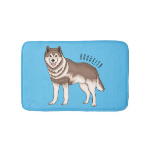 Tapis De Bain Siberian husky cartoon illustration