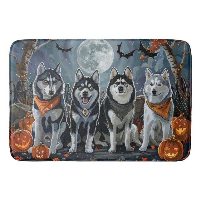 Tapis De Bain Siberian Husky Halloween Époumonant  (Devant)