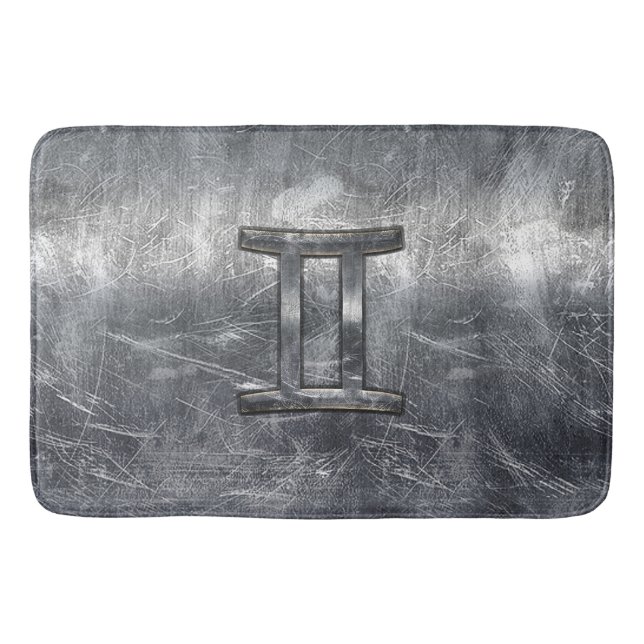 Tapis De Bain SIGNE Zodiaque Gemini Grunge Argent Distressé (Devant)