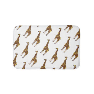 Tapis De Bain Silhouette de girafe marron et jaune