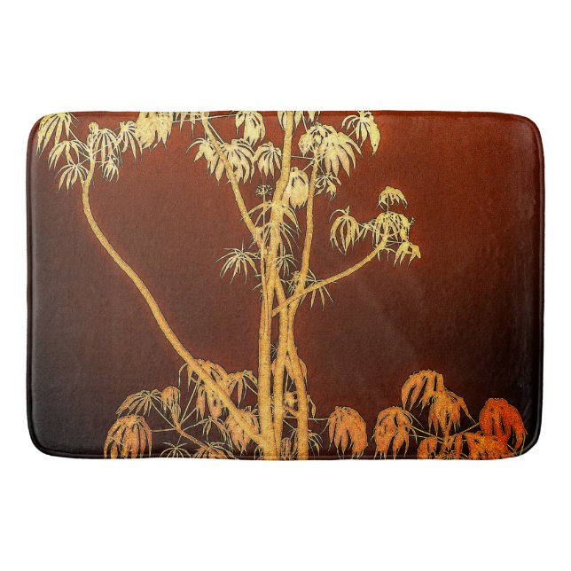 Tapis De Bain Silhouette de l'arbre tropical dans le chaudron br (Devant)
